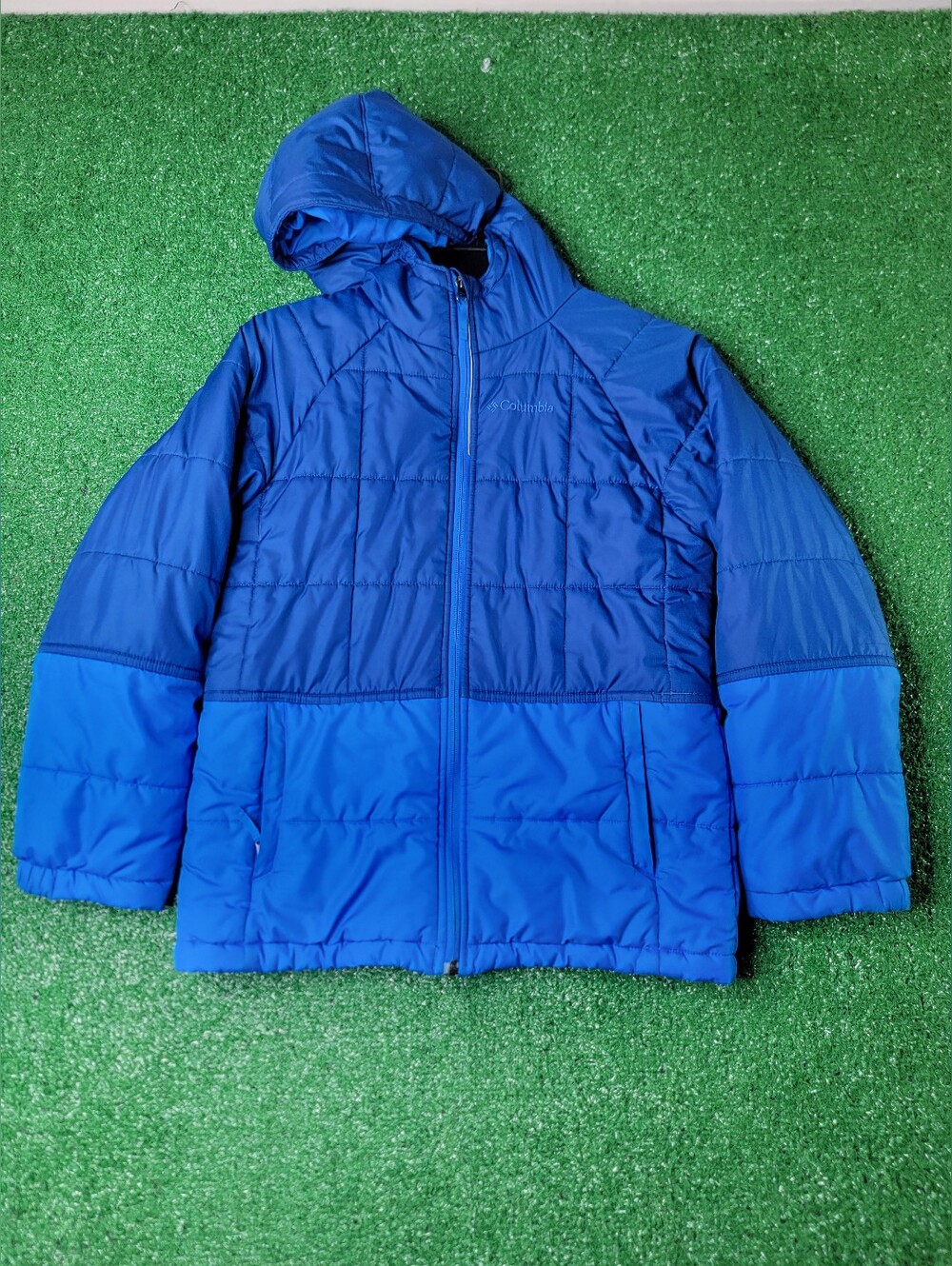 Columbia Sportwear Boy's Hooded Puffer Jacket Size Medium 10/12 Blue Full Zip